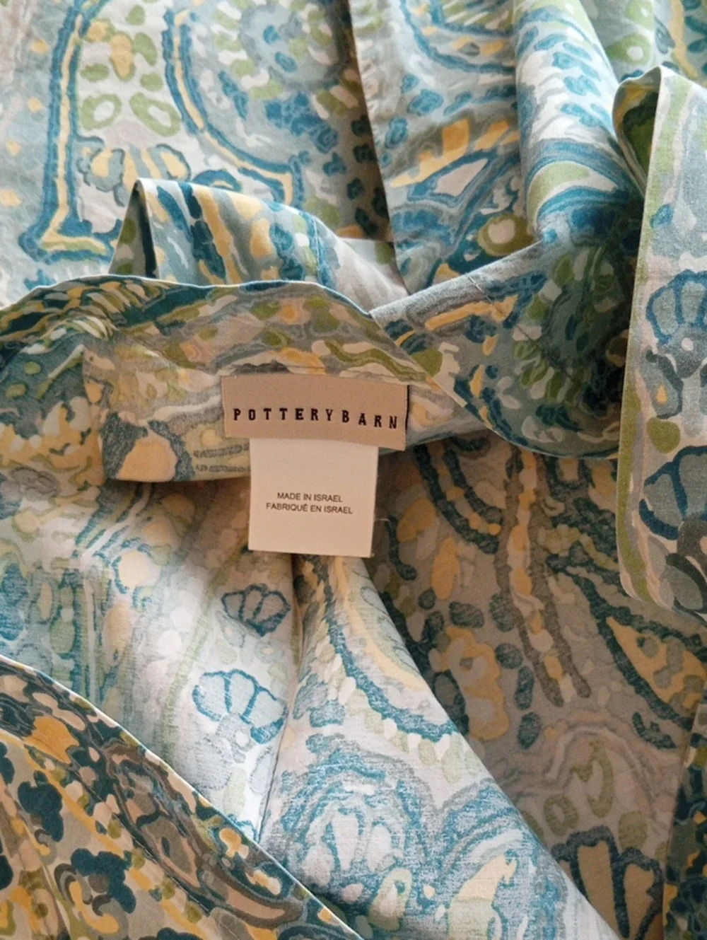 Pottery Barn Rosalie Paisley Euro Sham Aqua Blue Green Yellow